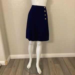Vintage 90’s Yves Saint Laurent Navy Box Pleated Wrap Skirt 38/XS-S